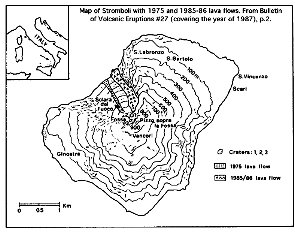 Lava flows of 1975 and 1985-1986