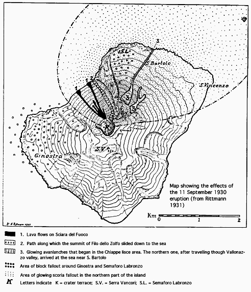 Map of 1930 eruptive products