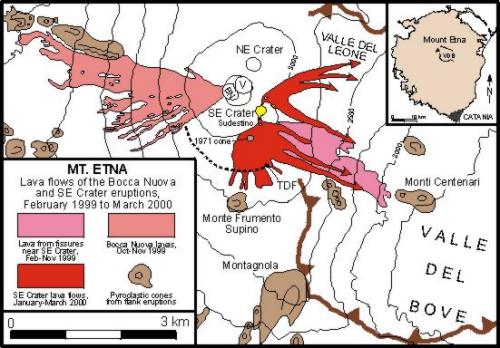 Etna summit map, March 2000